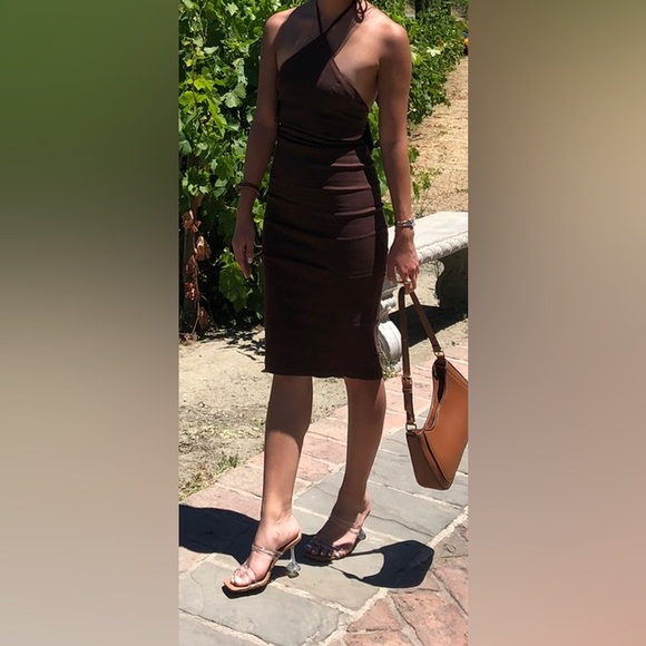 Princess Polly Brown midi halter cut out backless dress - Picture 3 of 5